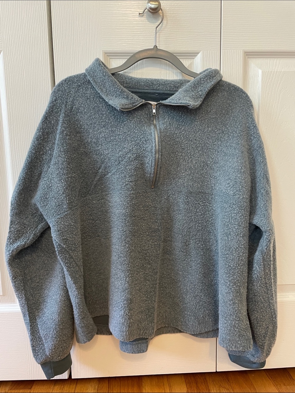 Cozy Quarter-Zip Sherpa Pullover - Slate Blue